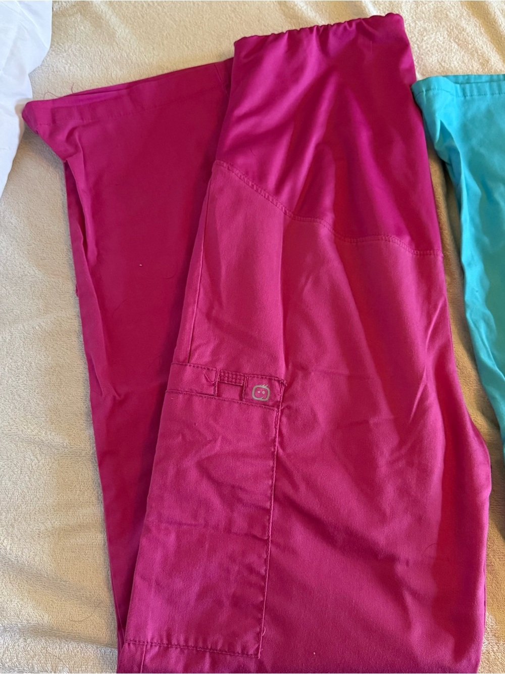 Berry Pink Maternity Scrub Pants with Patch Pocket
